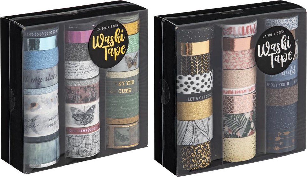 Craft Sensations 2x Washi Tape box | 24 tapes per box | Bullet journal | Decoratietape | totaal 48 verschillende designs